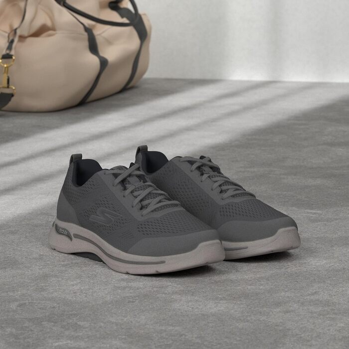 Чоловічі кросівки Skechers Gowalk Arch Fit - спортивні, для ходьби та тренувань, з повітряно-охолоджуваною піною, сірі/темно-сині, 43.5 EU