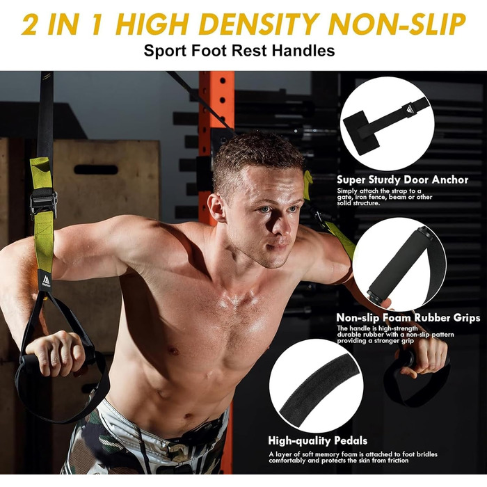 Шкіряний тренажер Schlingentrainer Flintronic для всього тіла, комплект для дому (чорний/зелений)