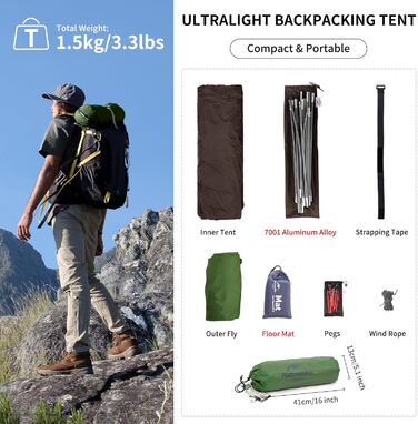 Намет Naturehike Cloud Up 1 - Ultraleichte Zelt для 1 особи (4 сезони, 20D, зелений)