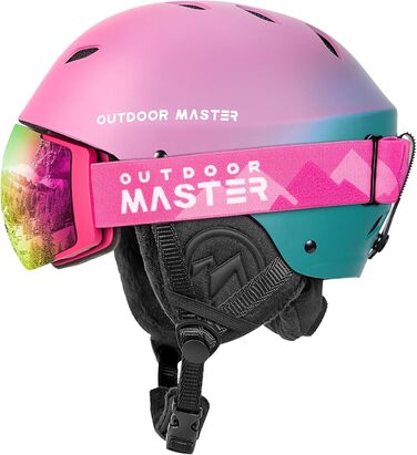 Шлем Outdooraster Skihel Set з маскою Skihel PRO для жінок, чоловіків та молоді (перехідний колір фіолетово-блакитний, розмір L)