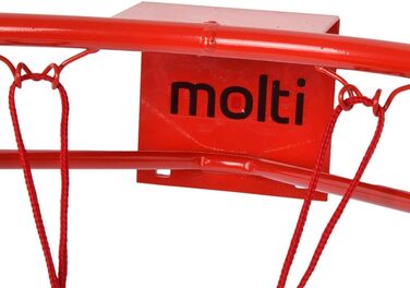 Баскетбольне кільце molti 37 см з сіткою та кріпленнями, для вулиці, червоне