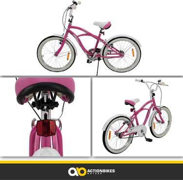 Дитячий велосипед Actionbikes Cruiser 20 дюймів з крилами, дзвіночком і відбивачами, для хлопчиків і дівчаток 6-9 років