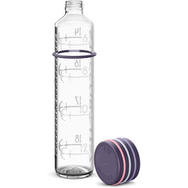Мотиваційна пляшка для води 1 л з часовими мітками NAVIGATOR, лілова, скляна, BPA free, для газованої води, протиударна, герметична
