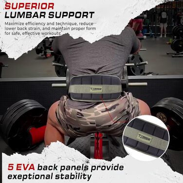 Пояс для присідань TAVIEW з кріпленням до стійки, для важкої атлетики та пауерліфтингу - спинна підтримка з низьким профілем, з м'якою підкладкою на стегнах та бедрах, надійна застібка, міцний, зелений