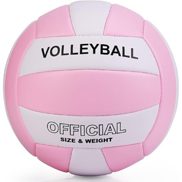 М'яч для волейболу EVZOM Super Soft, розмір 5, для пляжу/залу/басейну/тренувань - преміум якість, рожево-білий