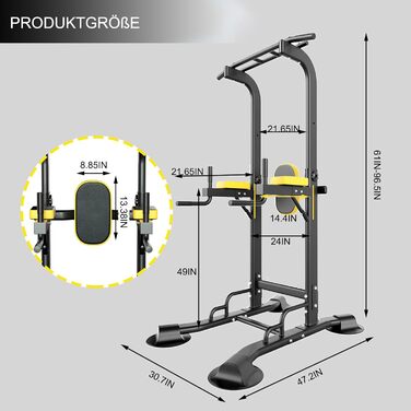 Станція для підтягувань та віджимань, турнік-стенд, тренажер для дому, чорний, 660 lbs