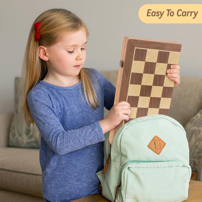 Шахи дерев'яні магнітні, 40x40 см, для дорослих та дітей, складне шахове поле, горіх та сосна, 2 в 1