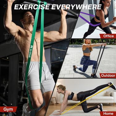 Набір еластичних стрічок для фітнесу: 6 рівнів, ручки, фіксатор для дверей, сумка, для силових тренувань, бодібілдингу, домашньої фітнес-тренування
