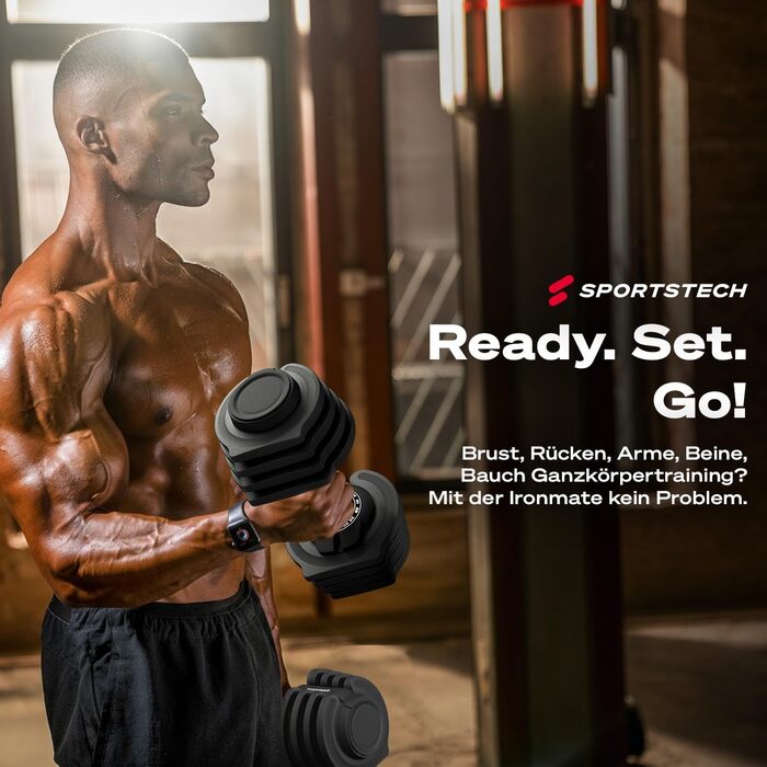 Регульовані гантелі Ironmate для дому, 1.5-18/24/40 кг, з дисками, 12-16 ваг, компактні, з неслизьким грифом, для силових тренувань, з підставкою Ironmate 18 чорні