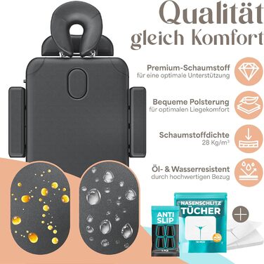 Масажне ліжко KESSER® з 3 зонами, до 250 кг, складане, регульоване, з аксесуарами (підголівник, підлокітники, сумка), антиковзне покриття, 61 см