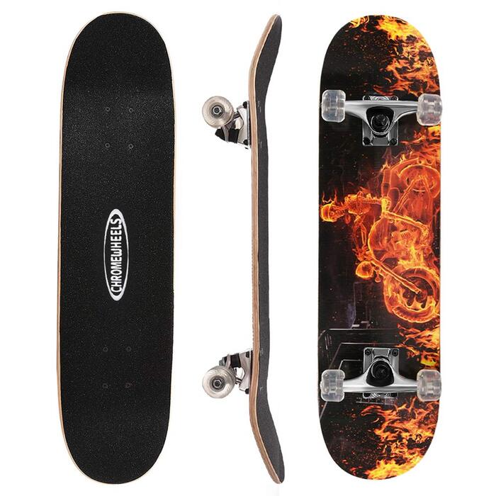 Скейтборд ChromeWheels 31 дюйм Double Kick Cruiser Longboard для дітей та початківців з кленовою декою 8 шарів (Feuer)