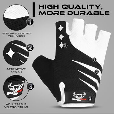 BEAST RAGE Fingerless Fahrradhandschuhe: Гелеві, антиковзні, для MTB, тренувань, сірі (L)