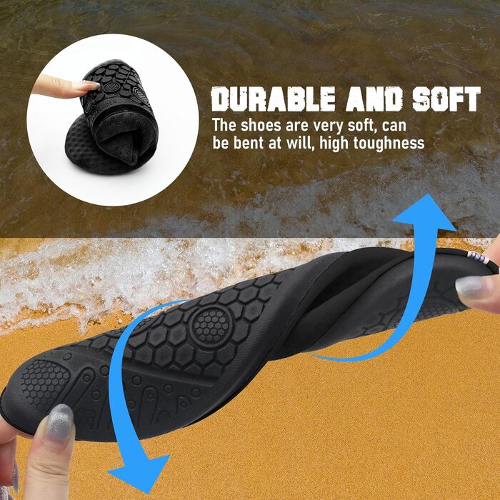 Водні черевики для чоловіків та жінок. Швидковисихаючі, дихаючі, спортивні аквашузи для плавання, йоги та відпочинку на пляжі. Розміри 34-45 EU, чорний колір