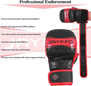 MMA рукавички Jayefo з відкритою долонею для спарингу та греплінгу, універсальні для чоловіків і жінок, підтримка зап'ястя, для MMA, боксу, муай-тай, кікбоксингу