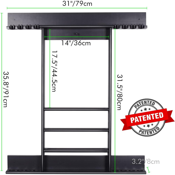 Стійка для київ для більярдних київ XCSOURCE, чорна, з масивного дерева, на 8 київ