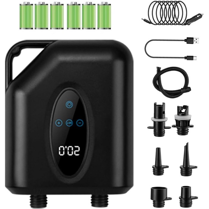 Насос SUP JoyFan: електричний, 12V, високий тиск 20PSI, швидке надування/здування, автоматичне вимкнення, чорний, портативний