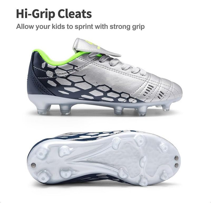 ДREAM PAIRS Дитячі футбольні бутси з низьким верхом, довгі шипи, спортивне взуття для легкоатлетики, тренувань, стрибків у довжину, бігу, футболу. Зносостійкі, з сильним зчепленням, 32 EU, світло-сірий, темно-синій