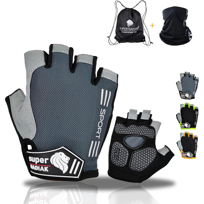 Велосипедні рукавички літнього сезону, напівпальцеві, для жінок та чоловіків, MTB/BMX, фітнес, чорний/сірий (XL)