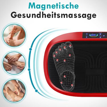 Вібраційна платформа 4D з Bluetooth, 120 рівнів інтенсивності, 6 програм тренувань, для дому, масаж, спортивне обладнання, чорно-червоний