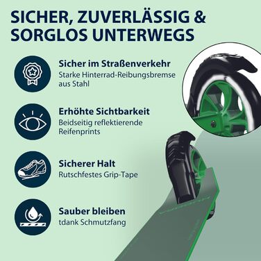 Дитячий самокат Hudora Scooter Up 145 Junior - безпечний та якісний самокат для дітей від 3 років. Регульована висота, складна конструкція, колеса 145 мм (зелений/трав'яний)