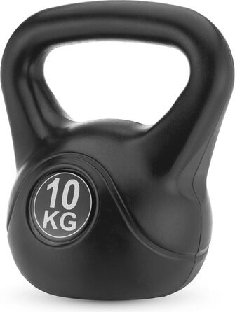 Гиря Gymtek 10 кг для силових тренувань, фітнесу та гімнастики, з ергономічною ручкою, чорна, для домашнього спортзалу