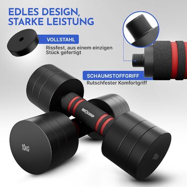 Набір гантелей Neolymp 2 шт. регульовані 1,75-10 кг – сталеві гантелі, компактний набір, пінополіуретанові ручки