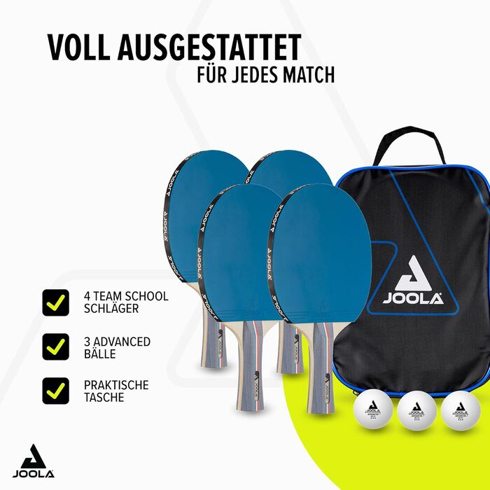 Набір для настільного тенісу JOOLA Team School FR - 4 ракетки, 3 м'ячі