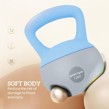 Гантель SPORTNOW Soft Kettlebell 12 кг з нековзким ручним захватом для фітнесу та силових тренувань вдома