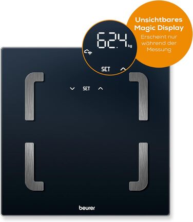 Beurer BF 880 діагностичні ваги з Wi-Fi та Bluetooth, цифрові ваги для аналізу складу тіла, додаток, вимірювання жиру, м'язів, до 180 кг