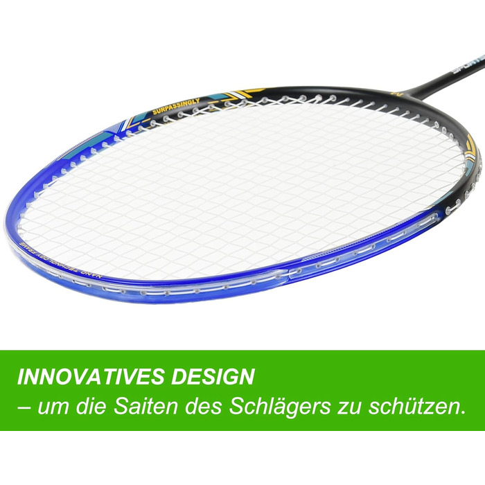 Набір для бадмінтона з 2 графітовими ракетками - зносостійкий дизайн - комплект для дорослих. Включає: воланчики, обмотка для ручки, сумка для ракеток. Колір: світло-фіолетовий + чорний