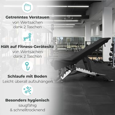 Рушник для фітнесу Zepphi: великий (120x50 см) + маленький (80x30 см) | Мікрофібра, кишеня на блискавці | Швидковисихаючий, для спортзалу та тренувань (Чорний)