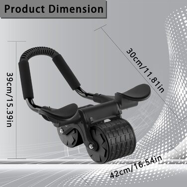 Ролер для пресу Ab Roller з підтримкою ліктів, тренажер для пресу з автоматичним відскоком, ролер для пресу з килимком для колін для чоловіків та жінок, тренування пресу на подвійних колесах, стабільний, чорний