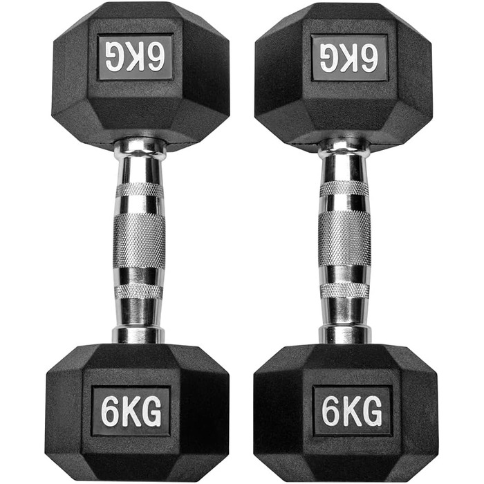 Гумові гантелі Hexagon Studio 12 кг (2×6 кг), чорні