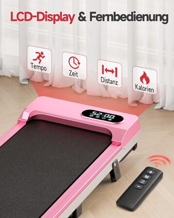 Walking Pad для дому HomeFitnessCode: електричний біговий килимок з нахилом, 1-8 км/год (Рожевий)