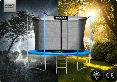 Батут Neo-Sport Outdoor для дітей з сіткою та сходами, 252 см