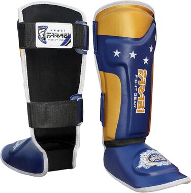 Дитячі щитки Farabi Sports для кікбоксингу, MMA, муай-тай, сині – захист гомілки для тренувань і спарингів