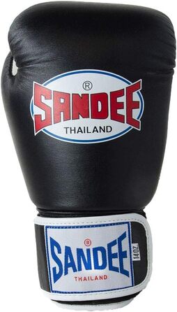 Боксерські рукавички Sandee для Муай Тай, шкіряні, чорні, 14oz, для дорослих