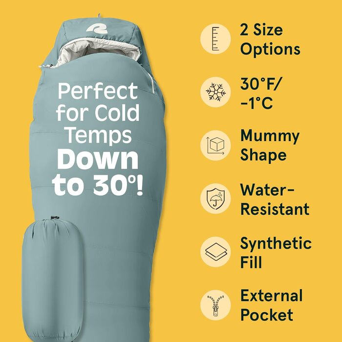 Спальний мішок Retrospec Dream 30°F (Mummy) - для кемпінгу, 30 градусів, довгий (Long)