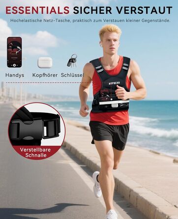 Вага для тренувань HAPBEAR регульована, 1.8–4.5 кг, для чоловіків та жінок, з кишенею для гантелі, ідеальна для фітнесу, силових тренувань, бігу та схуднення, чорна