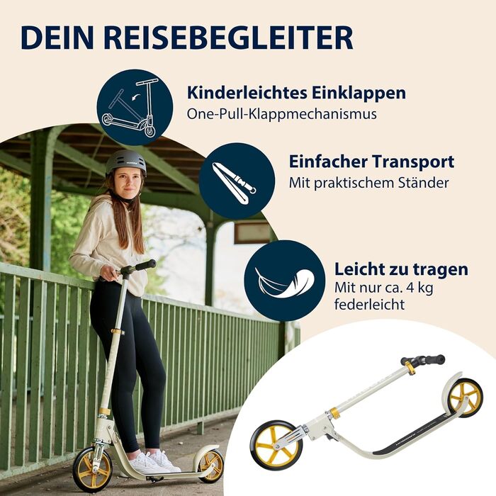 Самокат HUDORA BigWheel 215 алюмінієвий, до 100 кг, складаний, регульований, для дітей, підлітків та дорослих