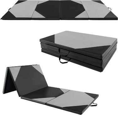 Складаний гімнастичний мат COSTWAY 300x120x5 см, сірий-чорний, переносний, для йоги та фітнесу