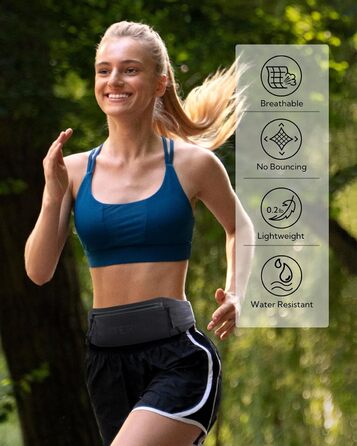 Поясна сумка для бігу WATERFLY: тримач для телефону, поясна сумка для джогінгу (чоловіча/жіноча), три відділення, для марафону та тріатлону, темно-сіра