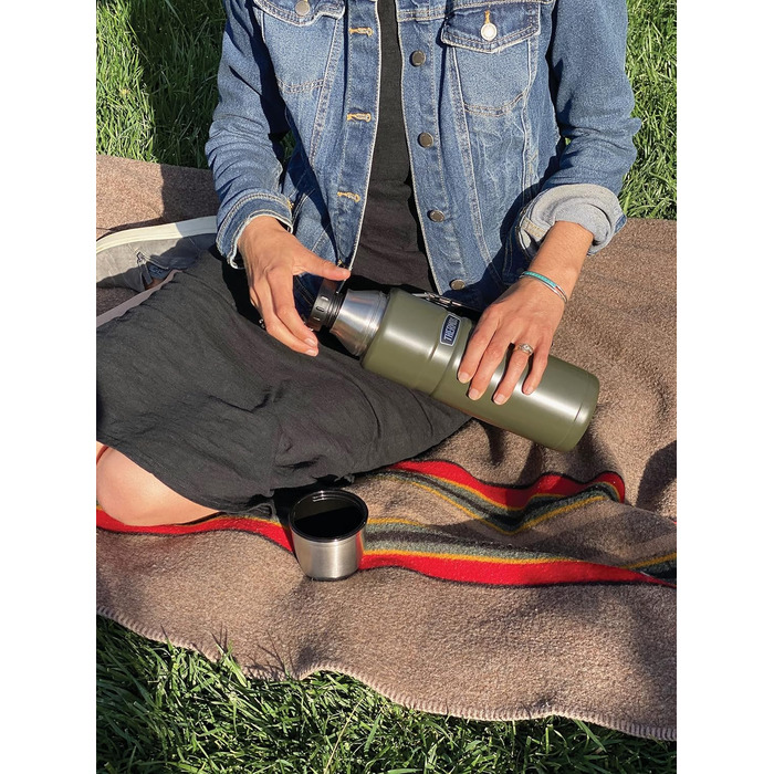 Термос-термобутилка THERMOS Stainless King 1,2 л, вакуумна, червона, нержавіюча сталь