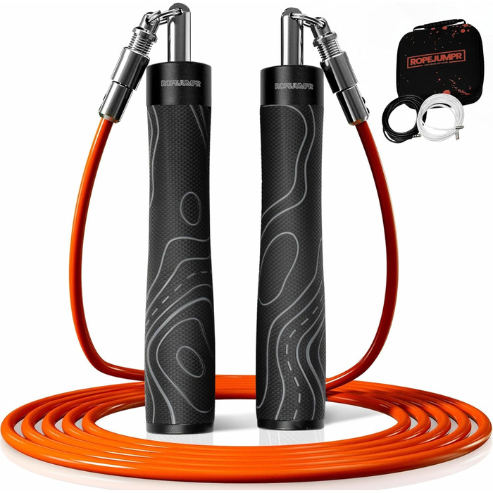 Скакалка з вагою – регульований комплект для HIIT, силових тренувань та спалювання жиру – включає 3 змінні троси та сумку для зберігання
