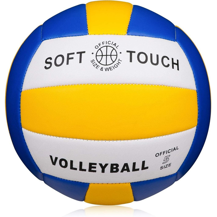 Волейбольні м'ячі Wuzfully Soft Touch для залу та пляжу, розмір 5 (синьо-жовто-білі)