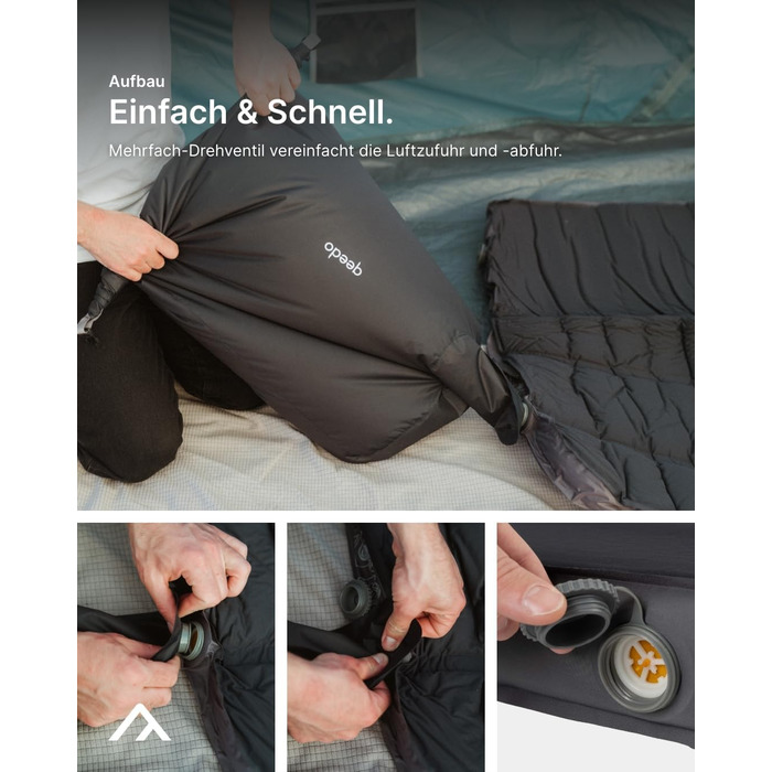 Надувний килимок Qeedo Cloudmat Premium - для кемпінгу, подорожей та гостей (Dark Navy, Double XL)