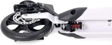 Самокат двоколісний складний Kickscooter для дітей 8-12 років, підлітків та дорослих, регульований кермо, колеса PU 200 мм, дискове та ножне гальмо, білий/чорний