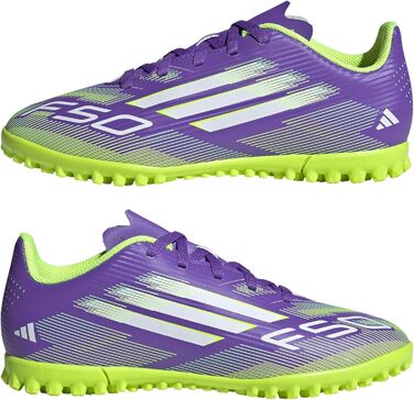 Дитячі футбольні бутси adidas F50 Club Turf для футболу, розмір 30 EU, Purple Rush/Cloud White/Lucid Lemon