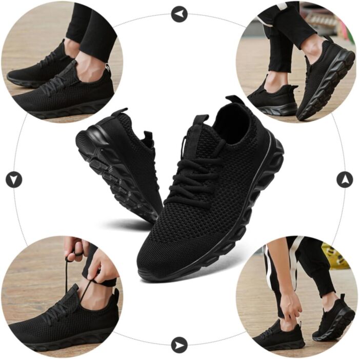 Чоловічі кросівки для ходьби та бігу: дихаючі, легкі, спортивні, для залу та вулиці, фітнес, теніс, розмір 47 EU, чорний колір, модель 8058