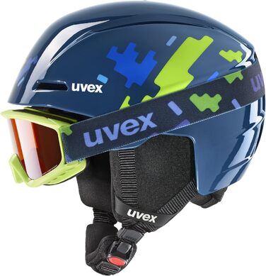 Дитячий лижний шолом та маска uvex S56s317, 51-55 см, синій, для хлопчиків і дівчаток